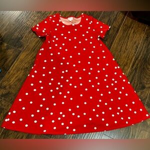 Only worn once! Lularoe red w/ white polka dots , short sleeve dress.